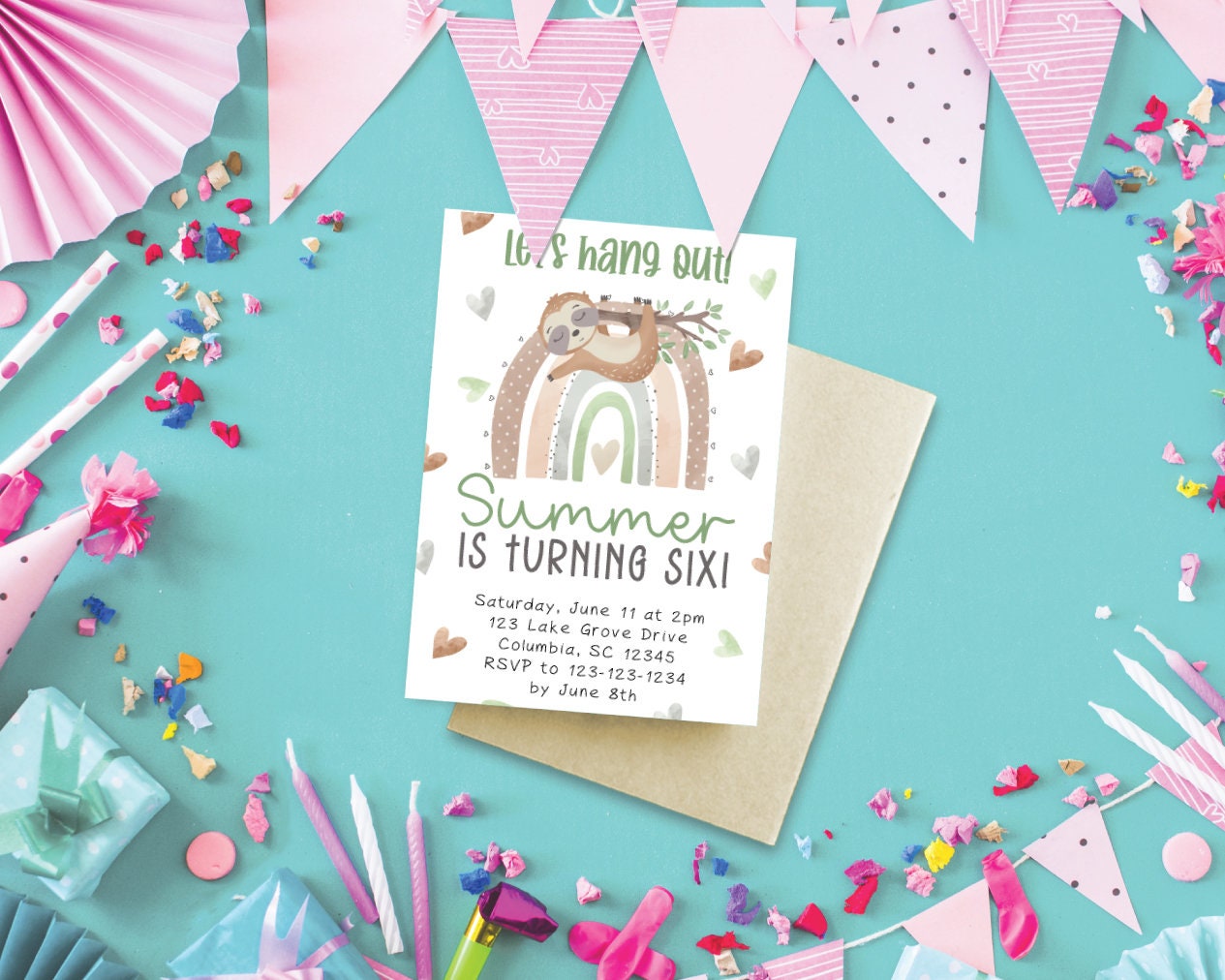 Sloth Birthday Party Invitation Template Sloth Party Sloth - Etsy