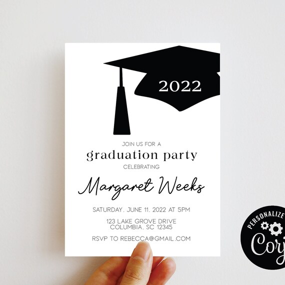 Graduation Party Printable Invitation Editable Graduate - Etsy