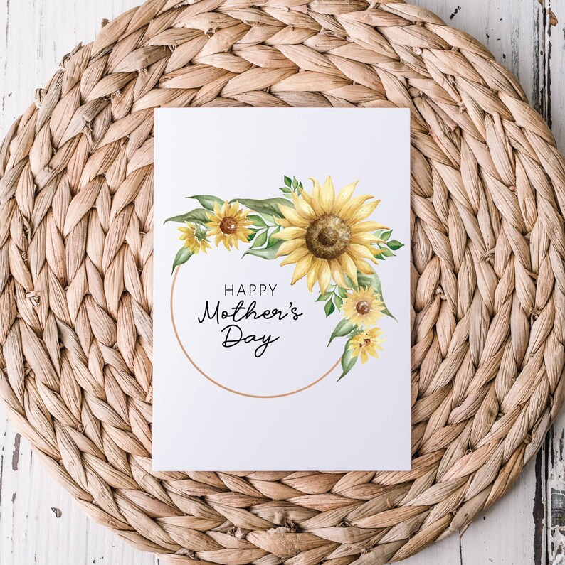 Mothers Day Card Printable Sunflower Instant Download PDF - Etsy