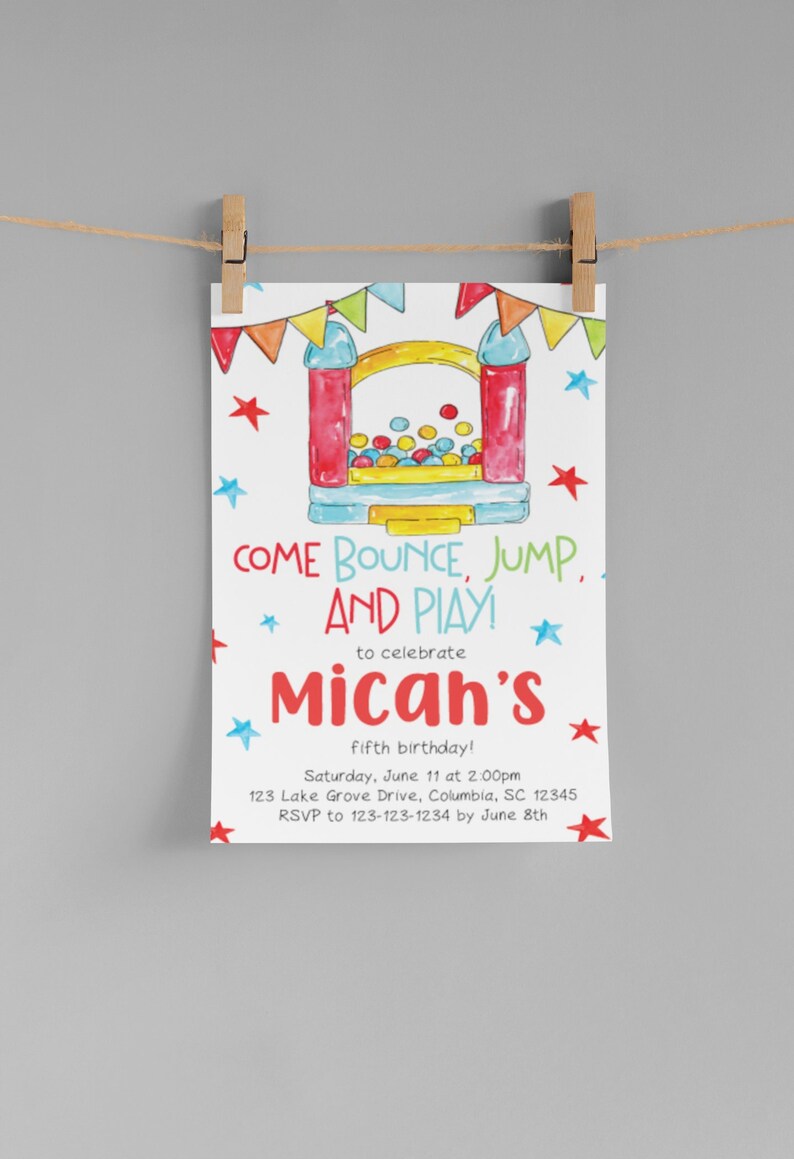 Bounce House Birthday Invitation Printable Editable DIY Etsy