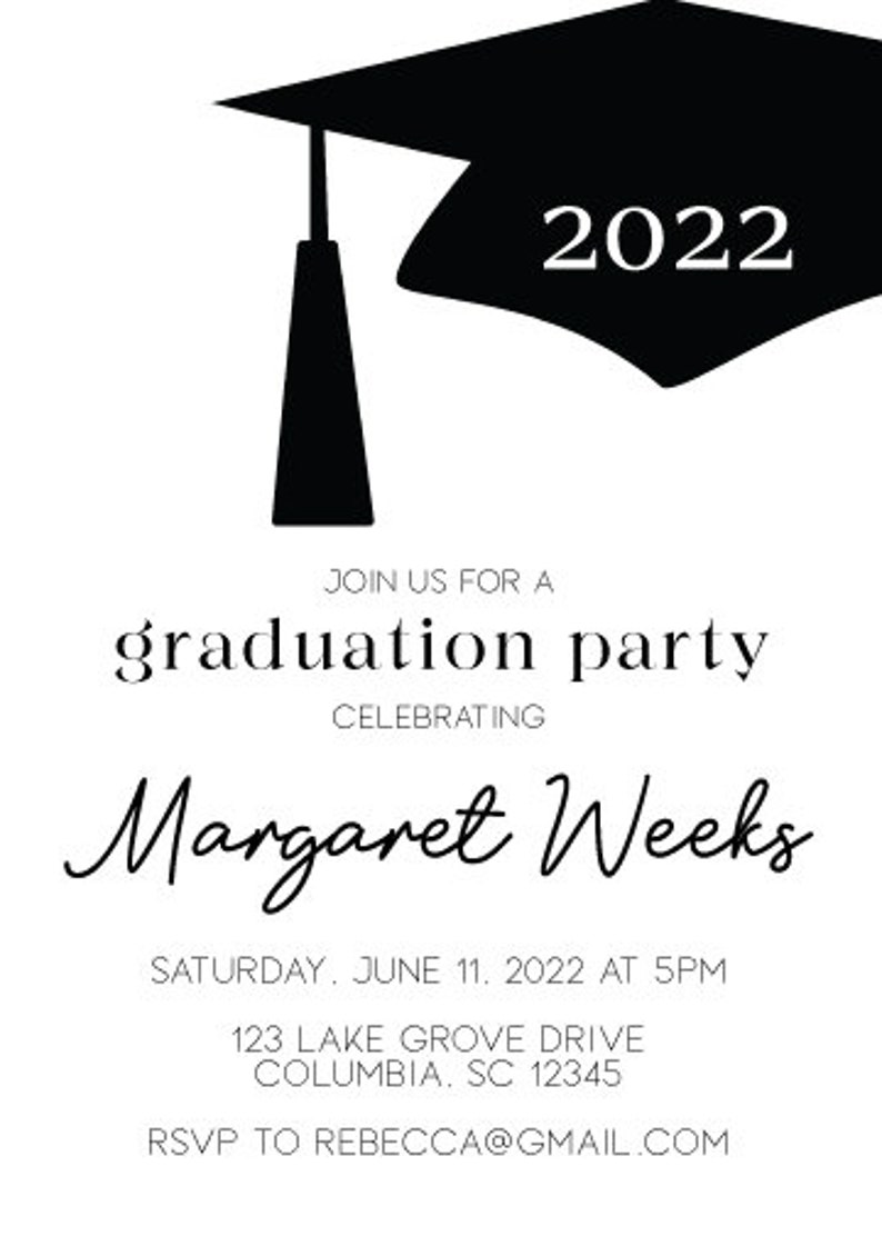 Graduation Party Printable Invitation Editable Graduate Etsy