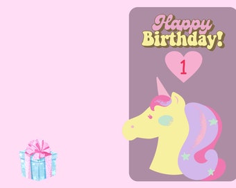 Printable Birthday Card Printable Kawaii Card Printable First