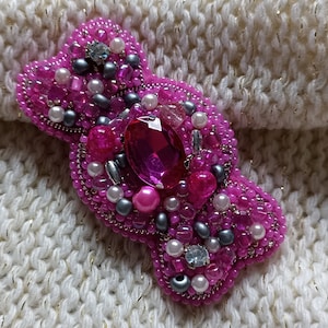 candy brooch, candy pin, Present brooch, Beaded brooch, brooch of beads and crystals, handmade gift, handmade pin, brooch, pink candy brooch