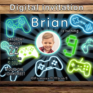 Game on Invitation, Invitation for kids, Game Invitation, Game on Birthday party, Personalized JPEG, Custom Invitation, game on party card