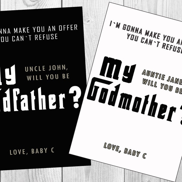 godfather Invitation, godmother Invitation, godfather Invite, you cant refuse, Personalized JPEG, Custom Invitation, Invitation card jpg