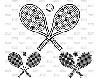 Tennis Racket Ball Logo | Sport | Clipart  Symbol Silhouette Outline Line Drawing | png jpg svg xcf pdf dxf  Cut File for Cricut