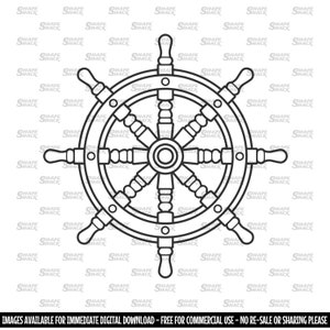Dharma Buddhist Wheel | Wooden Ships Helm | Clipart Symbol Silhouette Outline Line Drawing | png jpg svg xcf pdf dxf Cut File for Cricut