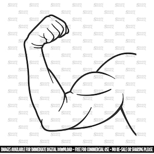 Bicep Flex | Muscle Weight Gym Dumbbell Bodybuilding | Clipart Symbol Silhouette Outline Line Drawing | png jpg svg xcf pdf dxf for Cricut