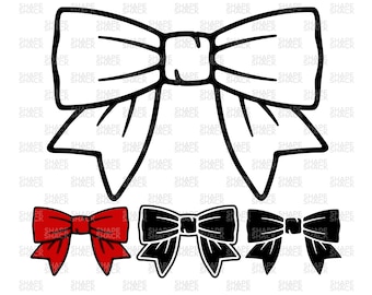 Bow Ribbon | Present Gift Wrap | Symbol Silhouette Outline Line Drawing | png jpg svg xcf pdf dxf  Cut File for Cricut