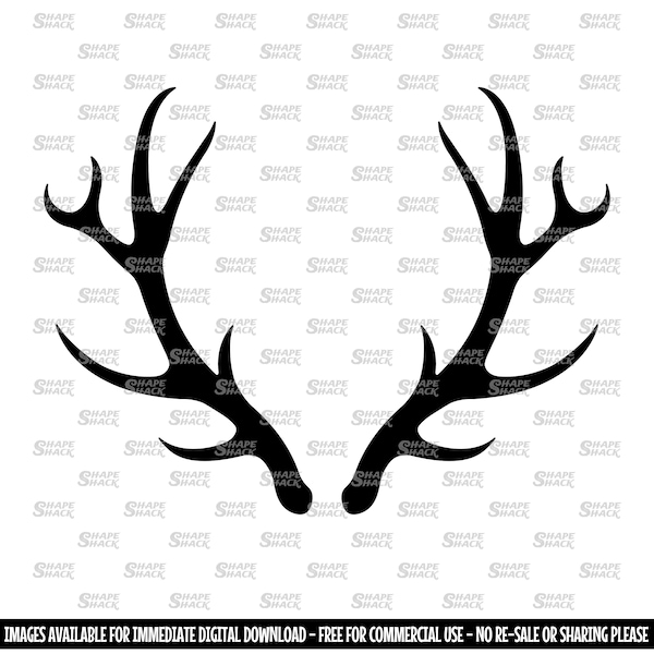 Deer Antlers | Buck Horns | Stag Hunting Trophy | Clipart Symbol Silhouette Cut File | png jpg svg xcf pdf dxf  Cut File for Cricut