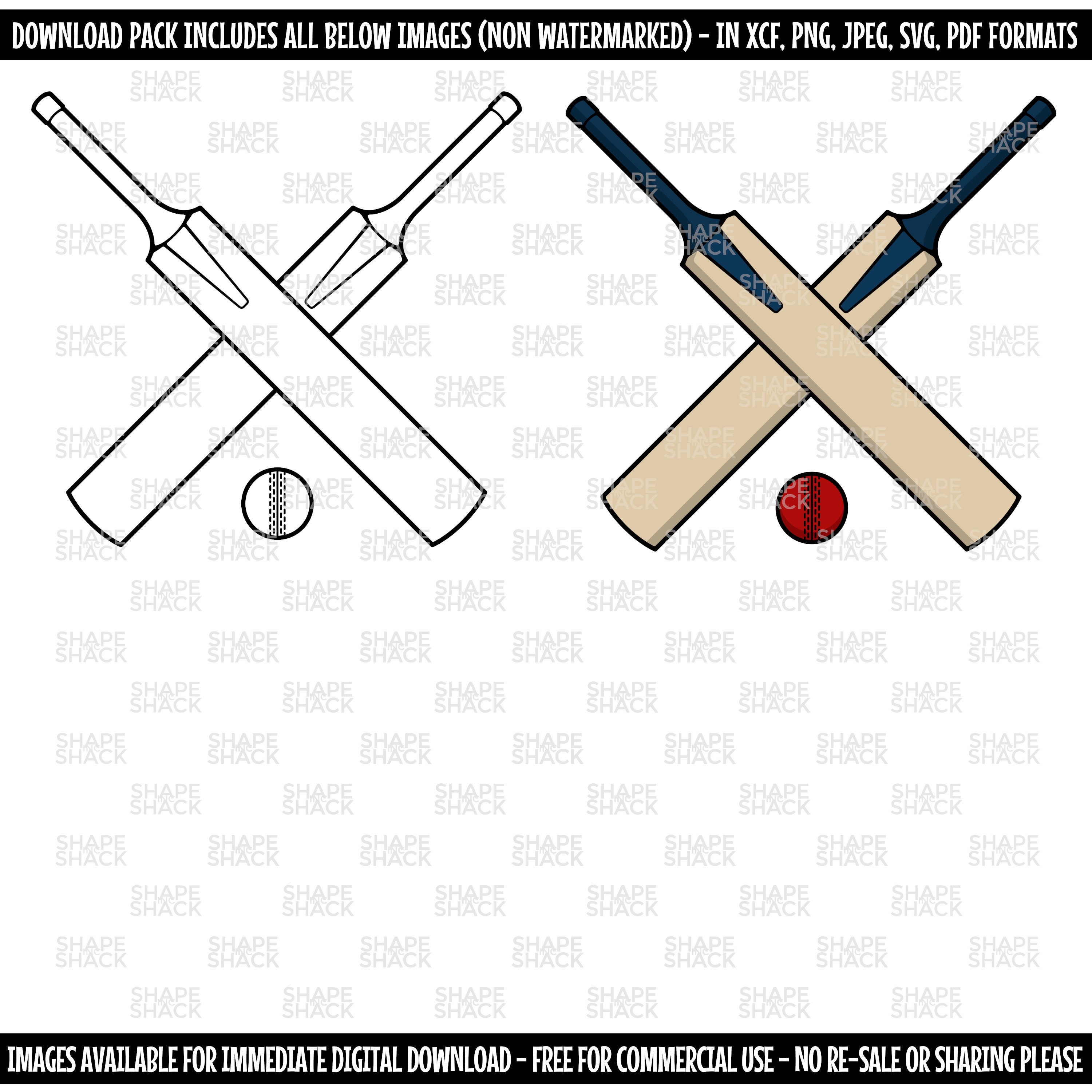 Cricket Bat Crossed Cricket Bats & Ball Logo Clipart Symbol Silhouette