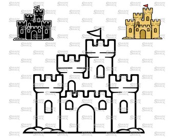 Sandcastle | Seaside | Clipart Symbol Silhouette Outline Line Drawing | png jpg svg xcf pdf dxf  Cut File for Cricut