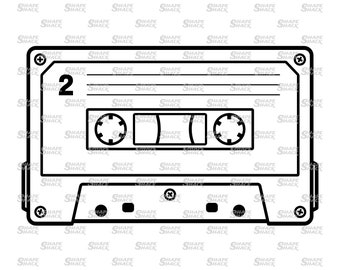 Audio Cassette Tape | Retro 80s 90s Music Mix Tape | Clipart  Symbol Silhouette Outline Line Drawing | png jpg svg xcf pdf dxf  for Cricut