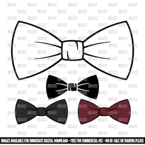Papillon / fiocco Dicky / abito da cena formale - simbolo Clipart sagoma contorno disegno linea / png jpg svg xcf pdf dxf File di taglio per Cricut