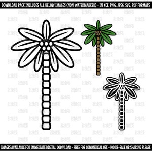 Palmera / Diseño de logotipo de playa de cocotero tropical / Símbolo de imágenes prediseñadas Silueta Dibujo de línea de contorno / png jpg svg xcf pdf dxf para Cricut
