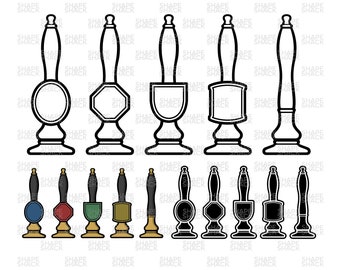 Pub Tap Handles | Beer Brewing Bar Ale Lager Rec Room | Clipart Symbol Silhouette Outline Line Drawing | png jpg svg xcf pdf dxf for Cricut