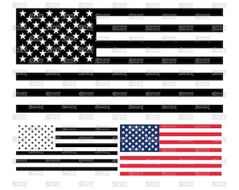 American Flag Black & White | Jul 4th Patriot USA Flag Symbol | Clipart Line Silhouette Outline | png jpg svg xcf pdf dxf for Cricut