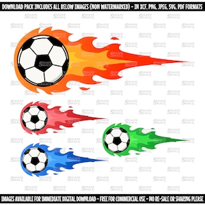 Pallone da calcio fiammeggiante / Pallone da calcio con fuoco / Giocatore allenatore / Clipart simbolo silhouette contorno linea / png jpg svg xcf pdf