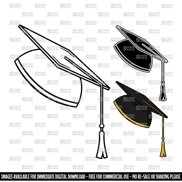 Graduate Mortar Board Hat | University Ceremony Graduation Clipart Symbol Silhouette Outline | png jpg svg xcf pdf dxf Cut File for Cricut