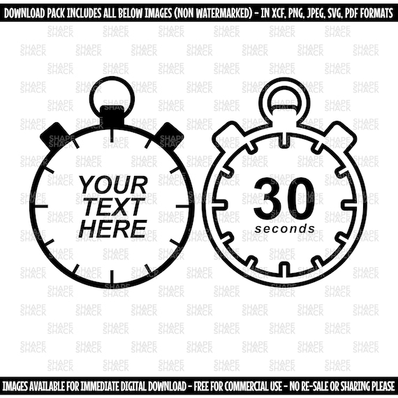 Cronometro Temporizador Icono Logotipo Entrenador Reloj Cuenta regresiva Simbolo de imagenes predisenadas Silueta Esquema Dibujo lineal png jpg svg xcf pdf dxf para Cricut Etsy Espana