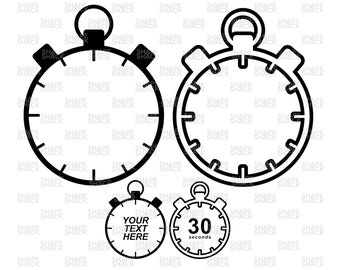 Stopwatch Timer | Icon Logo Coach Clock Countdown | Clipart Symbol Silhouette Outline Line Drawing | png jpg svg xcf pdf dxf for Cricut