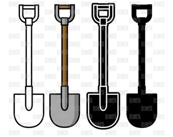 Spade Shovel | Digging Beach Hole Gardening | Clipart Symbol Silhouette Outline Line Drawing | png jpg svg xcf pdf dxf Cut File for Cricut