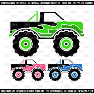 Monster Truck | Cartoon Off Road Car Boys Room Clipart Symbol Silhouette Outline Line Drawing | png jpg svg xcf pdf dxf Cut File for Cricut