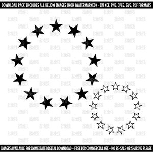 Drapeau de l'Union américaine 13 étoiles | Symbole du drapeau américain Betsy Ross Patriot | Clipart Ligne Silhouette Contour | png jpg svg xcf pdf dxf pour Cricut