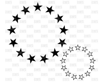 American 13 Star Union Flag | Betsy Ross Patriot USA Flag Symbol | Clipart Line Silhouette Outline | png jpg svg xcf pdf dxf for Cricut