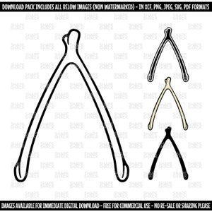Chicken Turkey Wishbone | Thanksgiving Good luck Wish | Clipart Symbol Silhouette Outline Line Drawing | png jpg svg xcf pdf dxf for Cricut