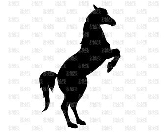 Aufbäumendes Pferd Silhouette | Reiten Pferdesport | Clipart Symbol Silhouette Umriss Linie Zeichnung | png jpg svg xcf pdf dxf für Cricut