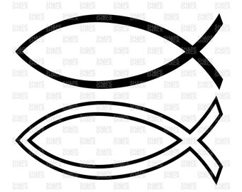 Christian Fish Symbol | Ichthys Religious Symbol | Clipart Silhouette Outline | png jpg svg xcf pdf dxf  Cut File for Cricut