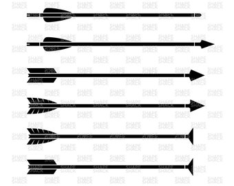 Arrow | Archery Bow & Toy Arrow | Clipart Symbol Silhouette Outline Line Drawing | png jpg svg xcf pdf dxf  Cut File for Cricut