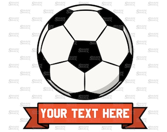 Soccer Ball Banner Straight | Logo Name Emblem | Player Coach | Clipart Symbol Silhouette Outline Line | png jpg svg xcf pdf dxf for Cricut