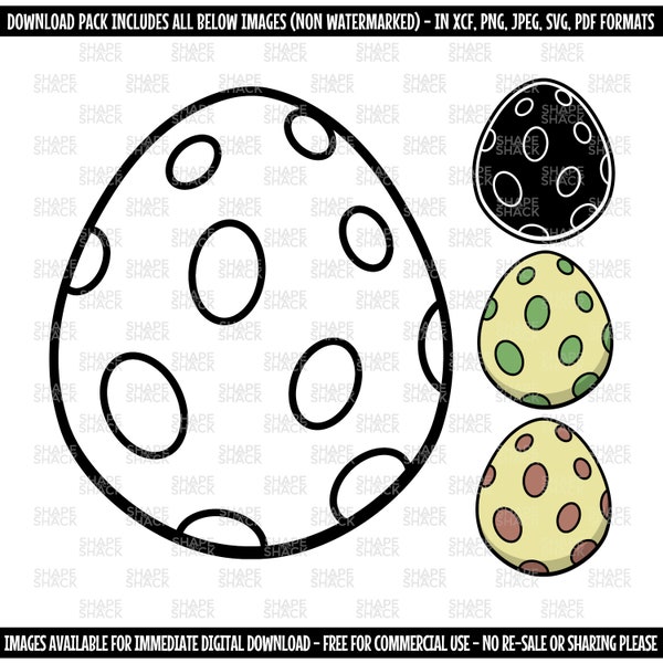 Dinosaur Egg | Dino Dragon Lizard Nest | Clipart  Symbol Silhouette Outline Line Drawing | png jpg svg xcf pdf dxf  Cut File for Cricut