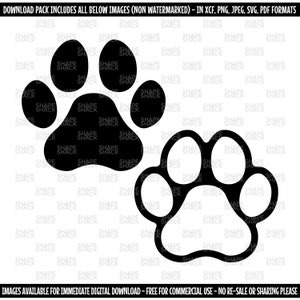 Dog Paw Pawprint | Footprint Trail | Clipart Symbol Silhouette Outline Line Drawing | png jpg svg xcf pdf dxf Cut File for Cricut