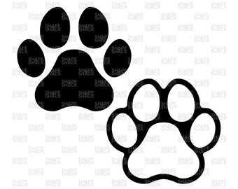 Dog Paw Pawprint | Footprint Trail | Clipart Symbol Silhouette Outline Line Drawing | png jpg svg xcf pdf dxf Cut File for Cricut