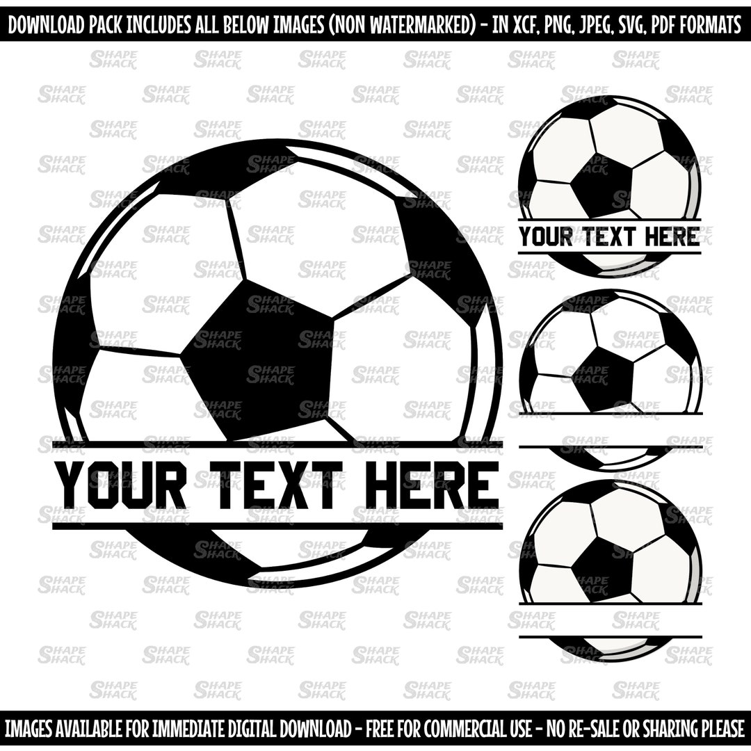 Soccer Ball Name Frame Split Banner Parent Player Coach Clipart Monogram Silhouette Outline Line