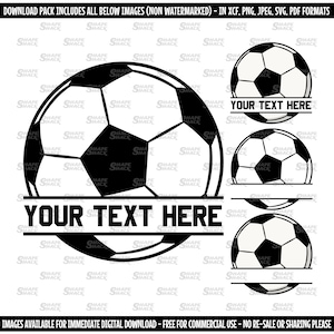 Fußball Name Rahmen | Split Banner | Eltern-Spieler-Trainer | Clipart Monogramm Silhouette Umriss Linie | png jpg svg xcf pdf dxf für Cricut