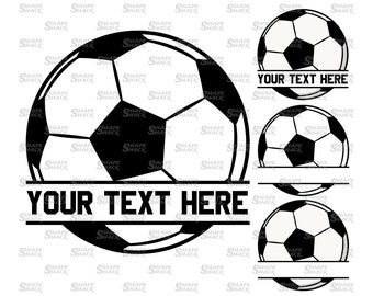 Soccer Ball Name Frame | Split Banner | Parent Player Coach | Clipart Monogram Silhouette Outline Line | png jpg svg xcf pdf dxf for Cricut