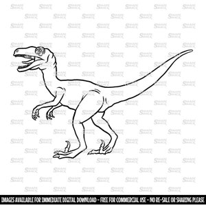 Raptor Jurassic Velociraptor Dinosaur Clipart Symbol Silhouette Outline Line Drawing png jpg svg xcf pdf dxf Cut File for Cricut image 2