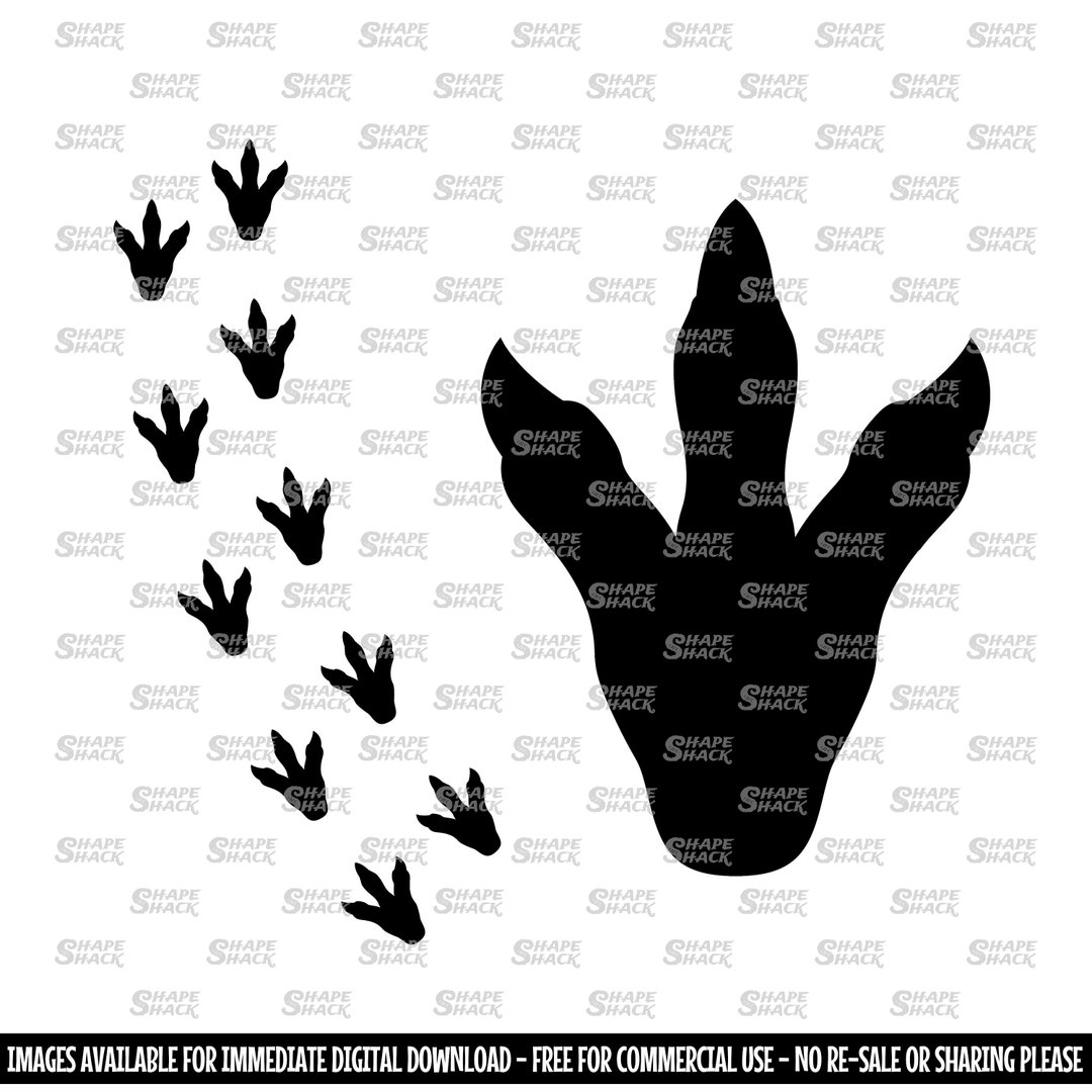 T rex Footprint Dinosaur Footprint Trail Clipart Symbol Silhouette 