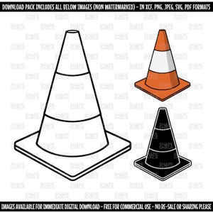 Cône de signalisation | Autoroute Road Learner Driving | Clipart symbole Silhouette contour dessin au trait | png jpg svg xcf pdf dxf Fichier de coupe pour Cricut