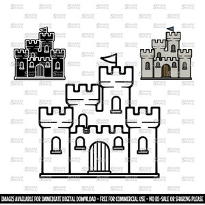 Medieval Castle | Knight Dragon Medieval Fort | Clipart Symbol Silhouette Outline Line Drawing | png jpg svg xcf pdf dxf  for Cricut