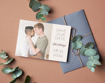 CANVA Wedding Template | Modern Photo Save the Date Invitation | Save the Date Digital Template | Canva Digital Download |