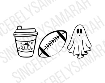 Pumpkin Spice, Football, Ghost SVG PNG: Fall Design (Digital Download)