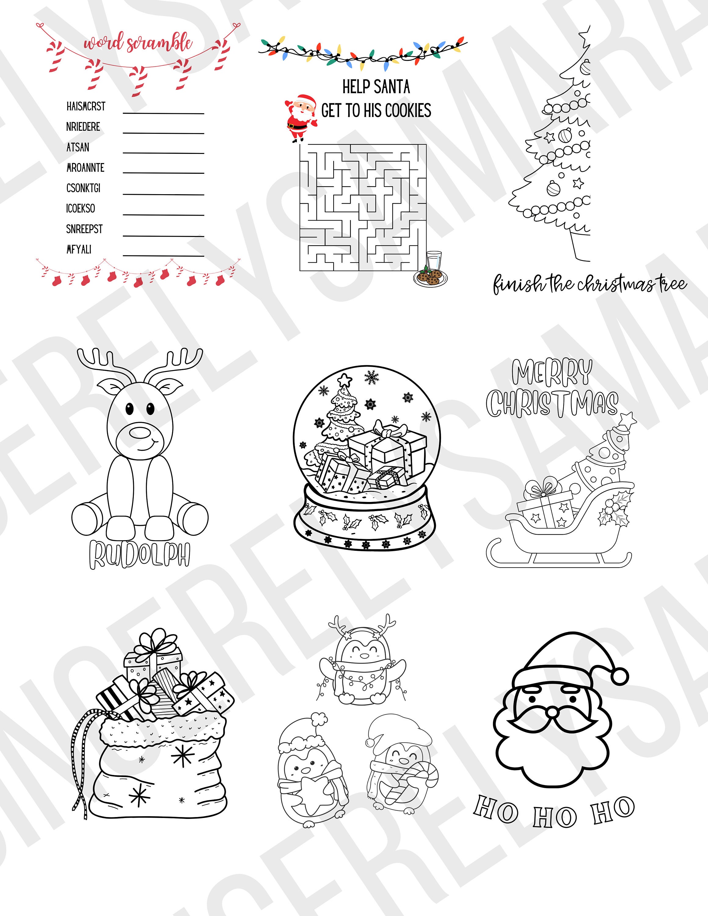 Printable Christmas Activity Sheets for Kids Digital Download Etsy Printable Christmas Activity Sheets for Kids Digital Download Etsy