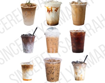 IJskoffie, PNG-clipart: Cold Brew-ontwerp (digitale download)