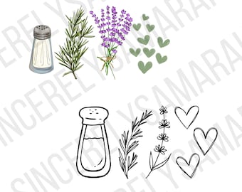 Practical Magic Double Deal:  PNG;  SVG;  Salt, Rosemary, Lavender, Love Clipart (Digital Download)