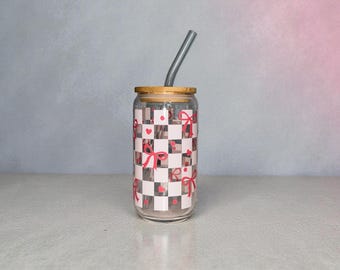 Pink Checked Bow Cup